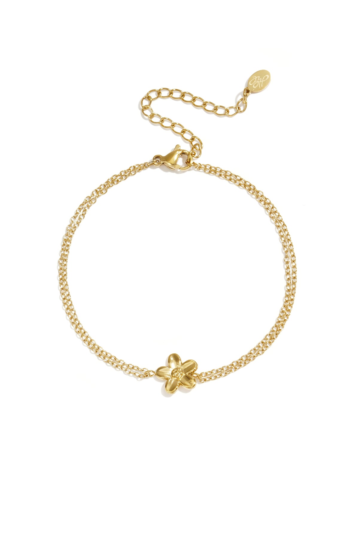 Bracelet with double chain and small flower