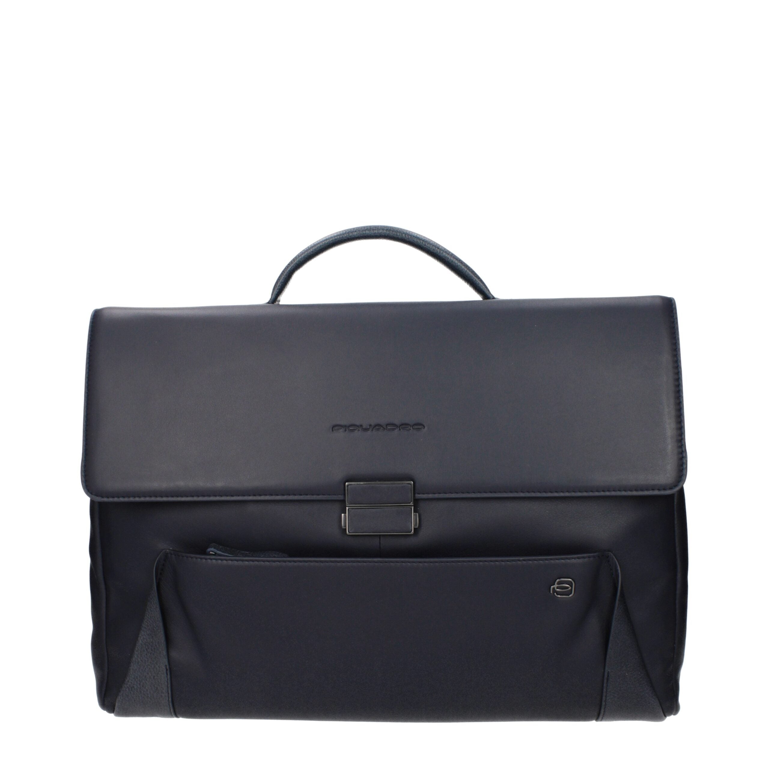 Blue Leather Business And Laptop Bag