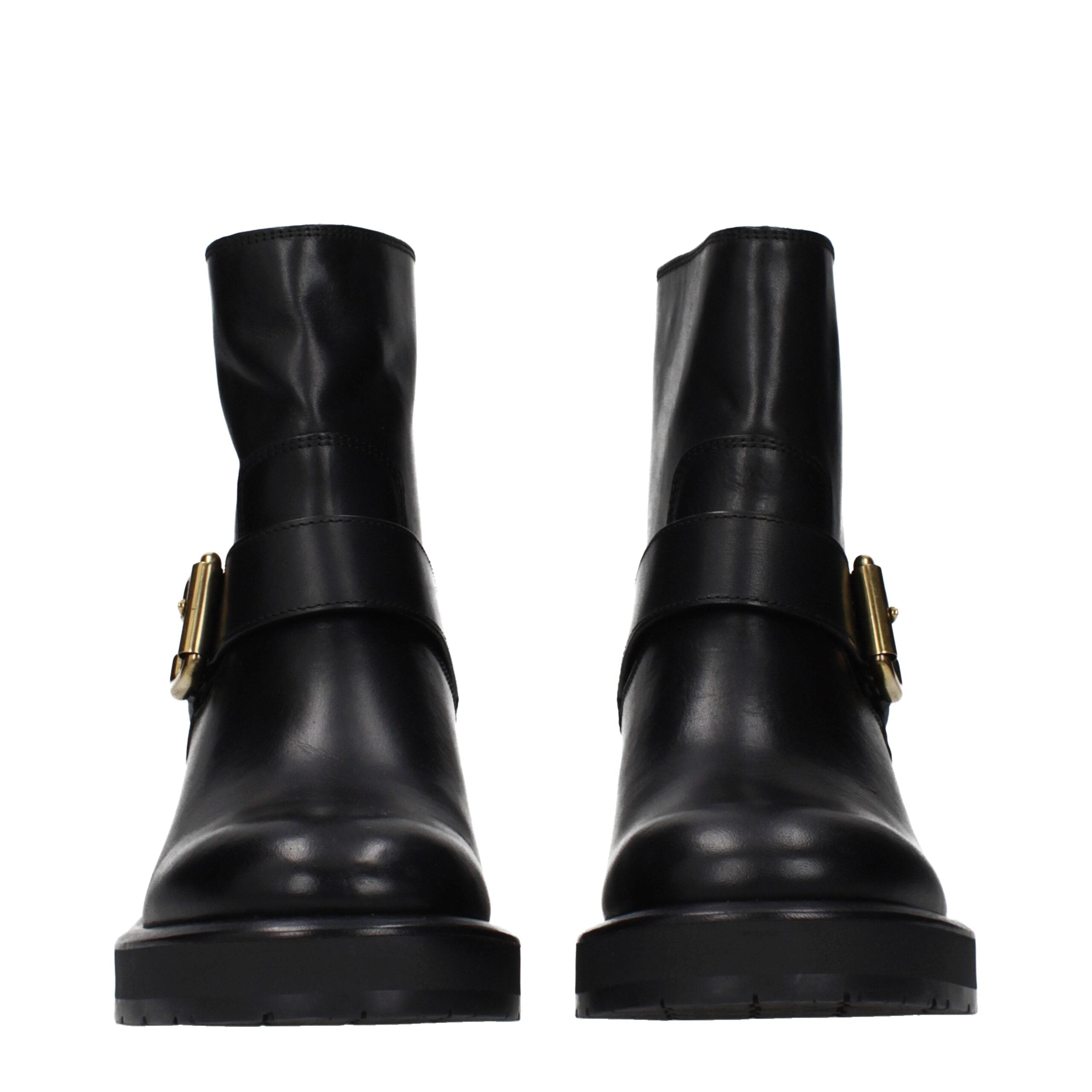 Black Leather Ankle Boots