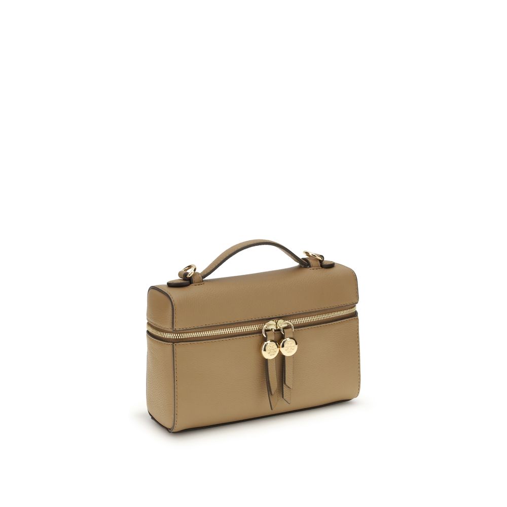 Beige Calf Leather Bos Taurus Shoulder Bag