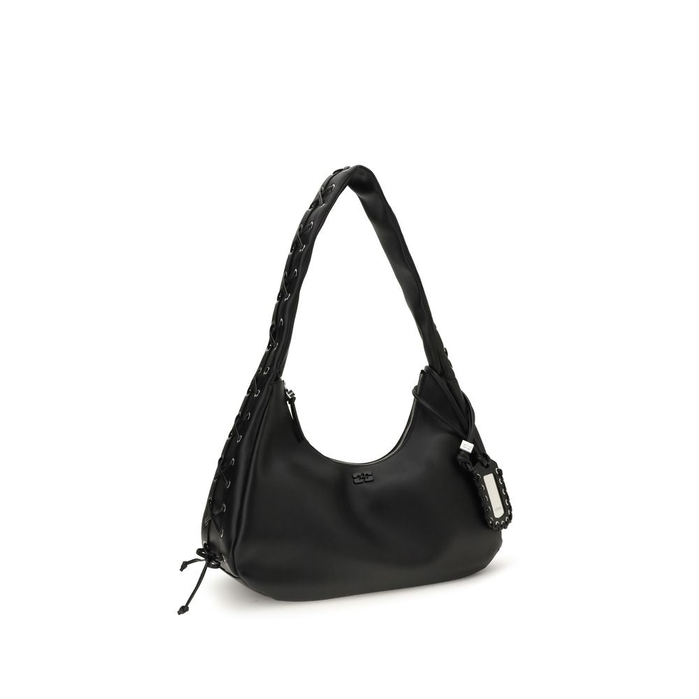 Black Recycled Leather Shoulder Bag