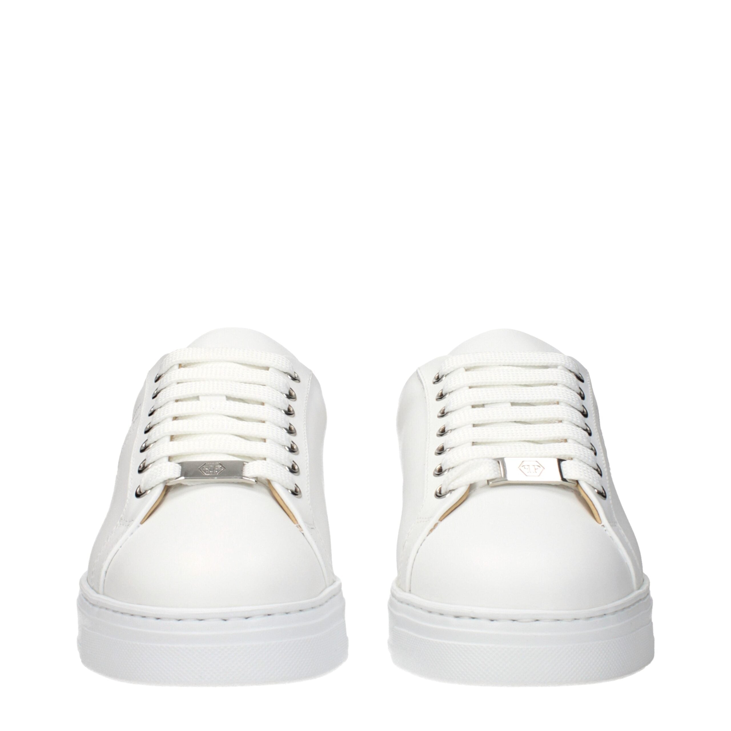 White Leather Low Top Sneakers