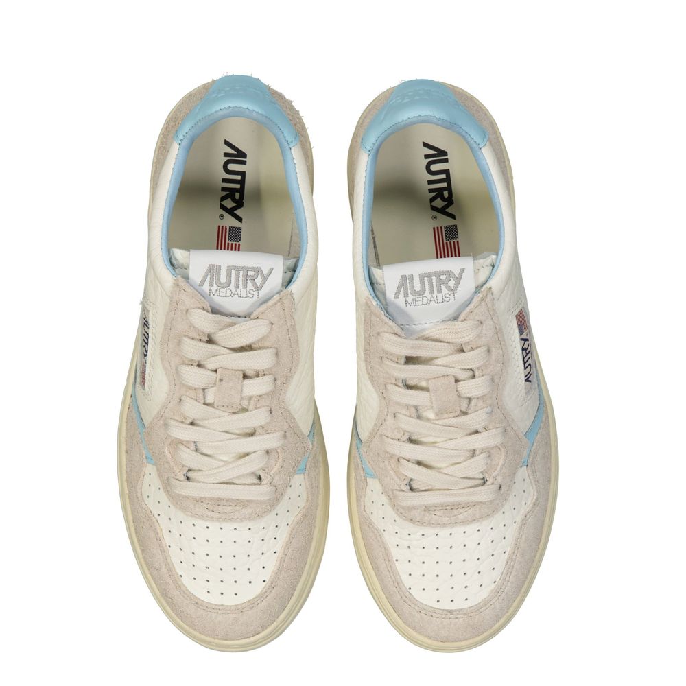 White Leather Low Top Sneakers