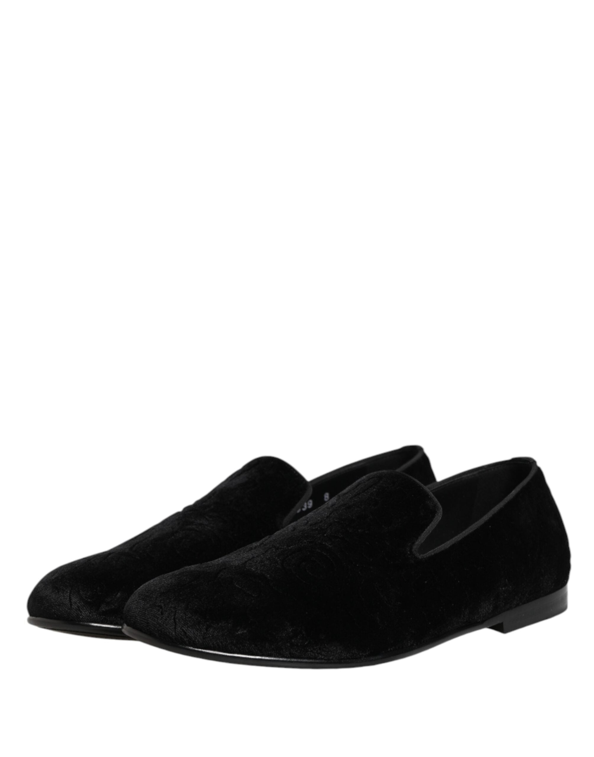 Black Velvet Slip On Loafers Formal Men Shoes