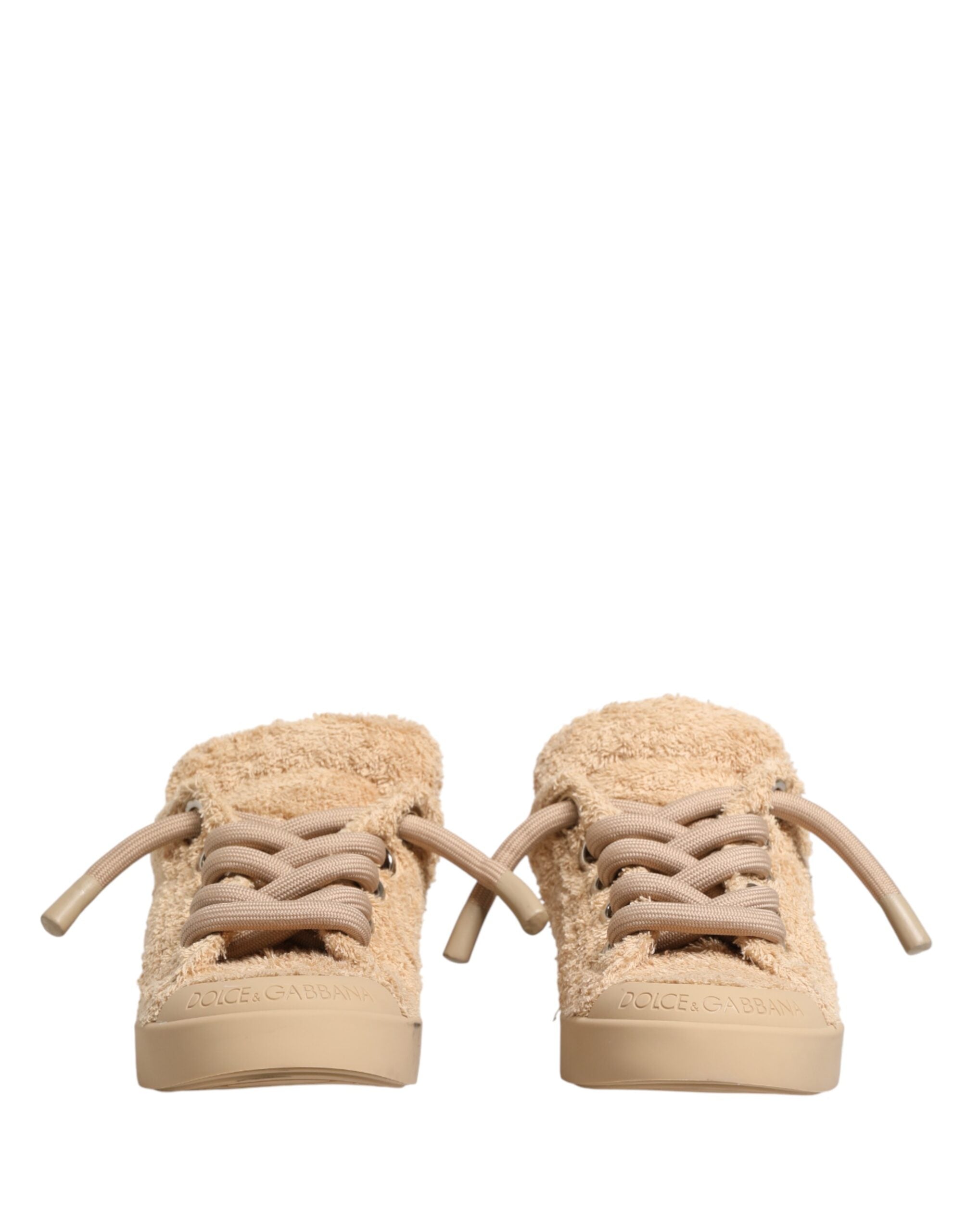 Shoes Beige Faux Shearling Low Top Sneakers