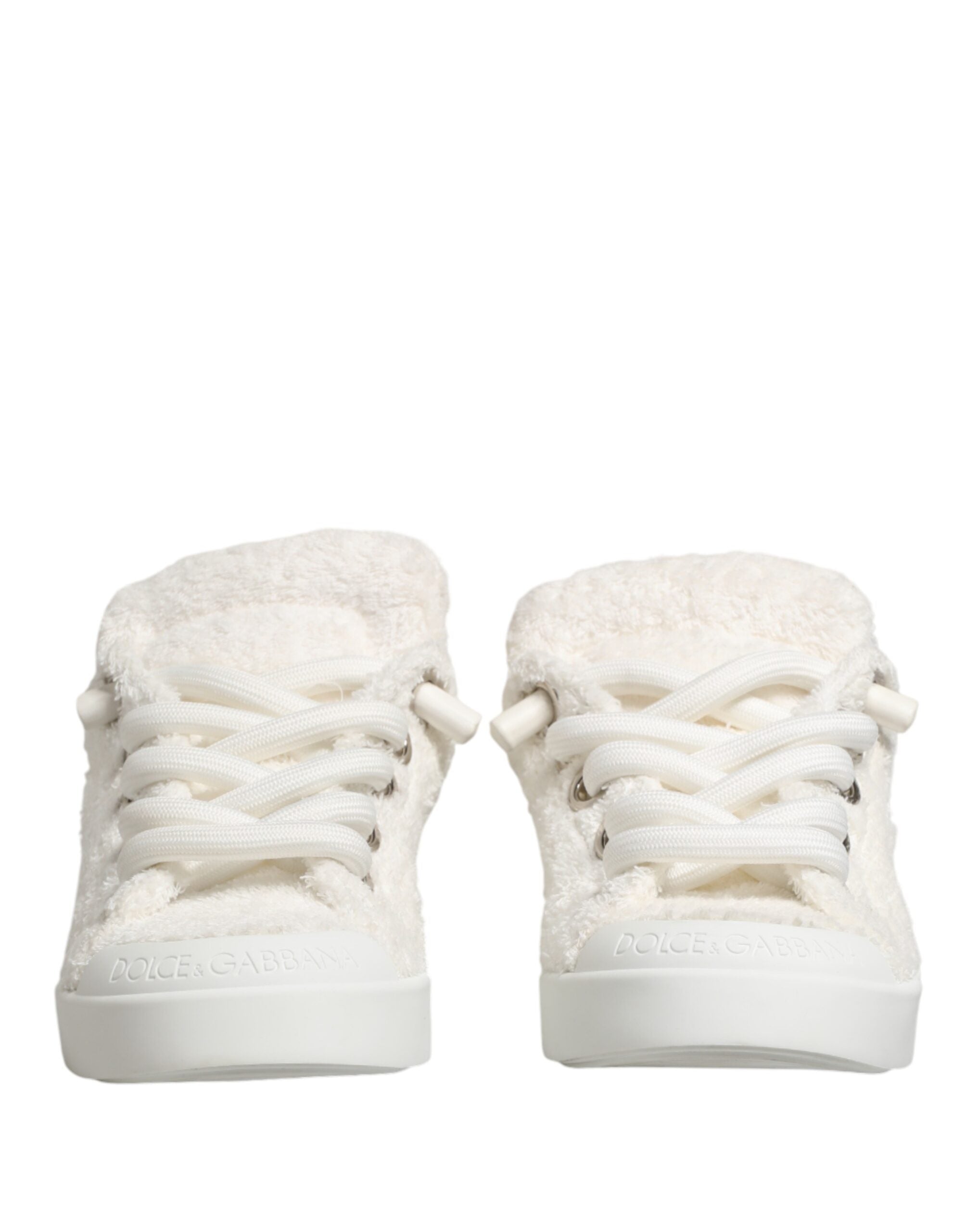 White Faux Shearling Low Top Sneakers Shoes