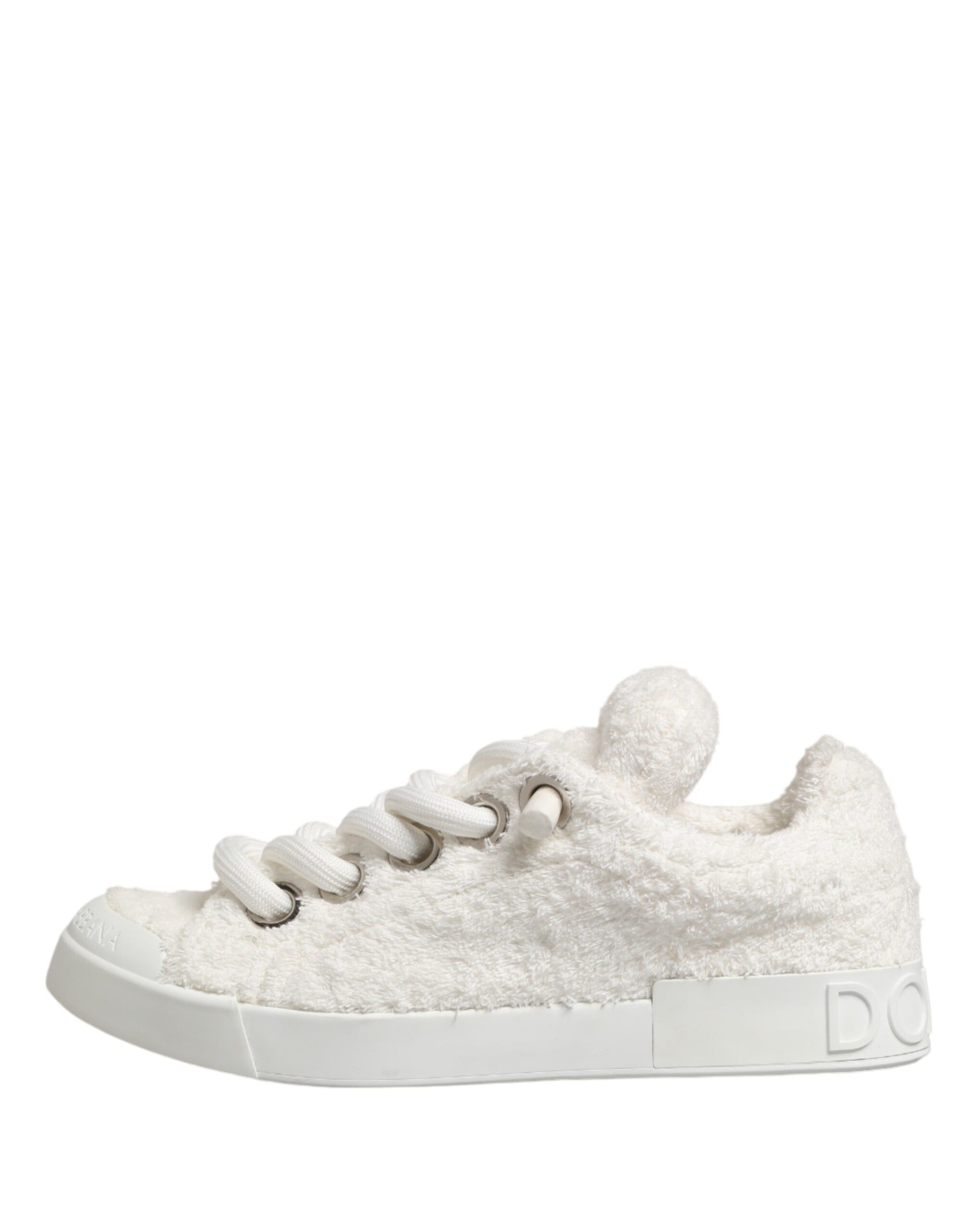 White Faux Shearling Low Top Sneakers Shoes