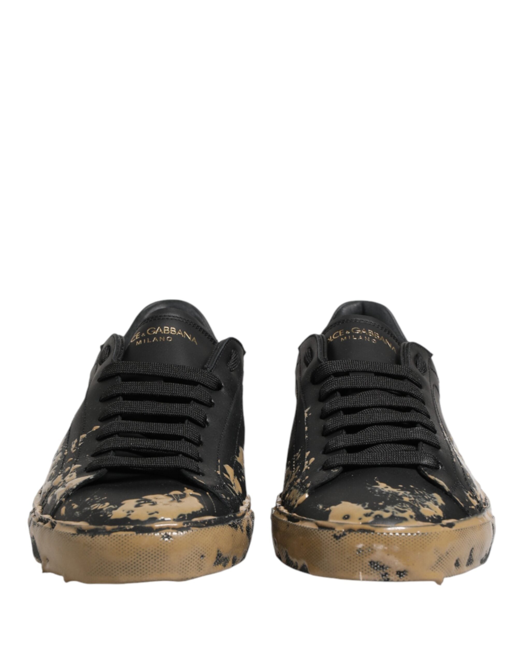 Black Portofino Mud Effect Low Top Sneakers Shoes