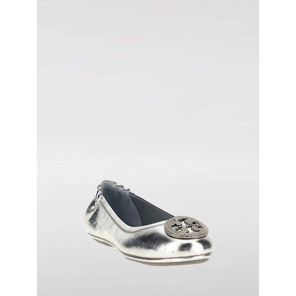 Silver Leather Ballet Flats