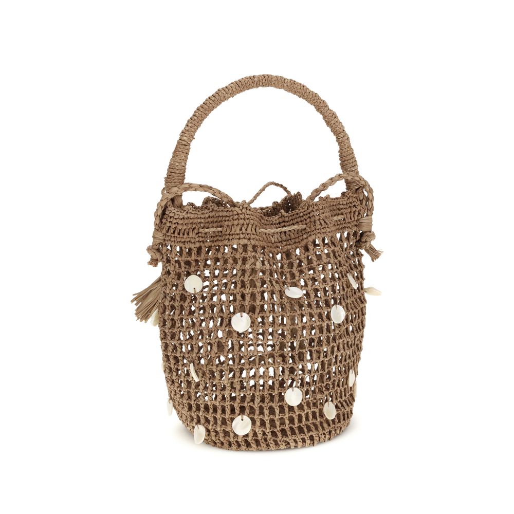 Brown Raffia Shoulder Bag