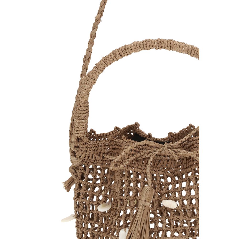 Brown Raffia Shoulder Bag