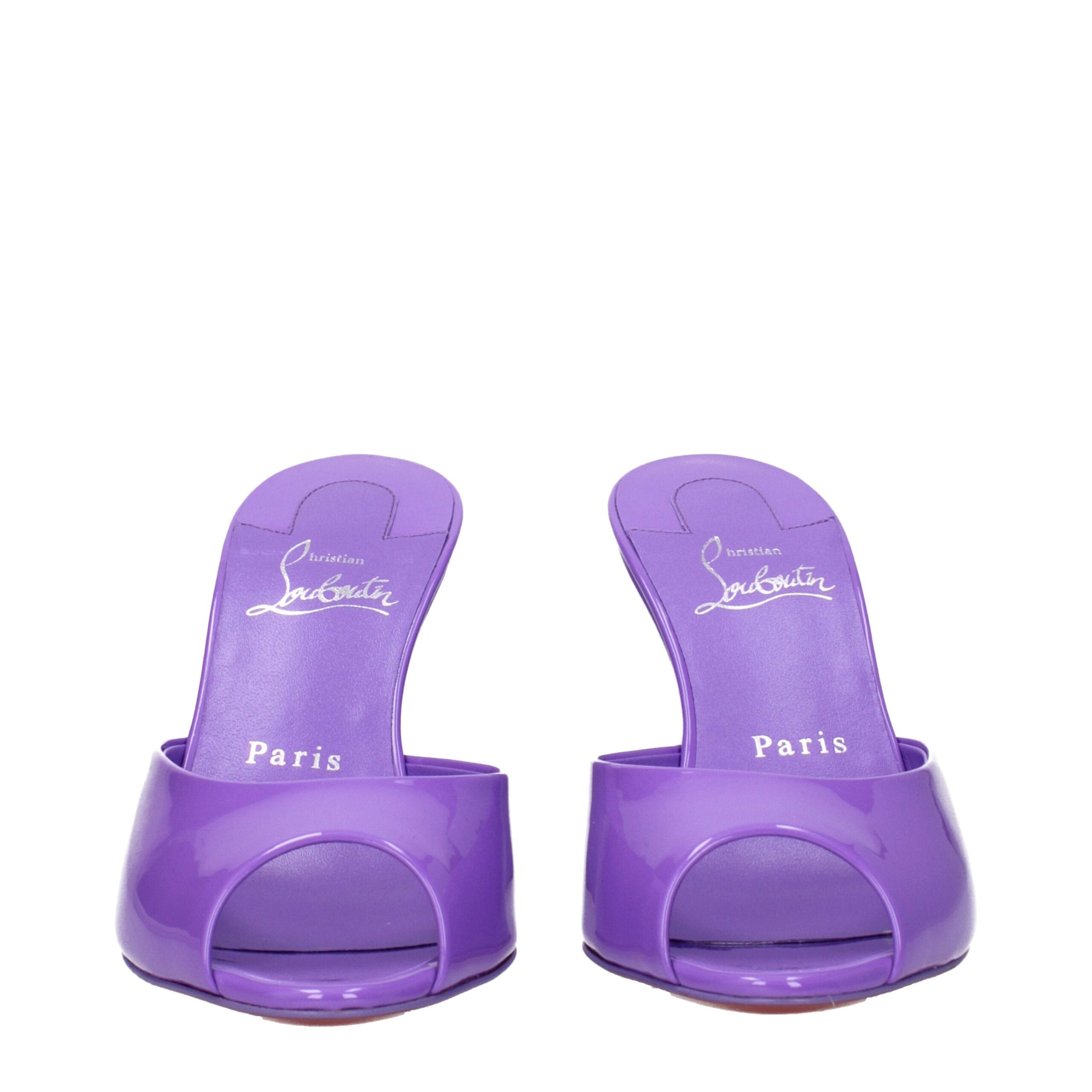 Purple Leather Wedge Sandals