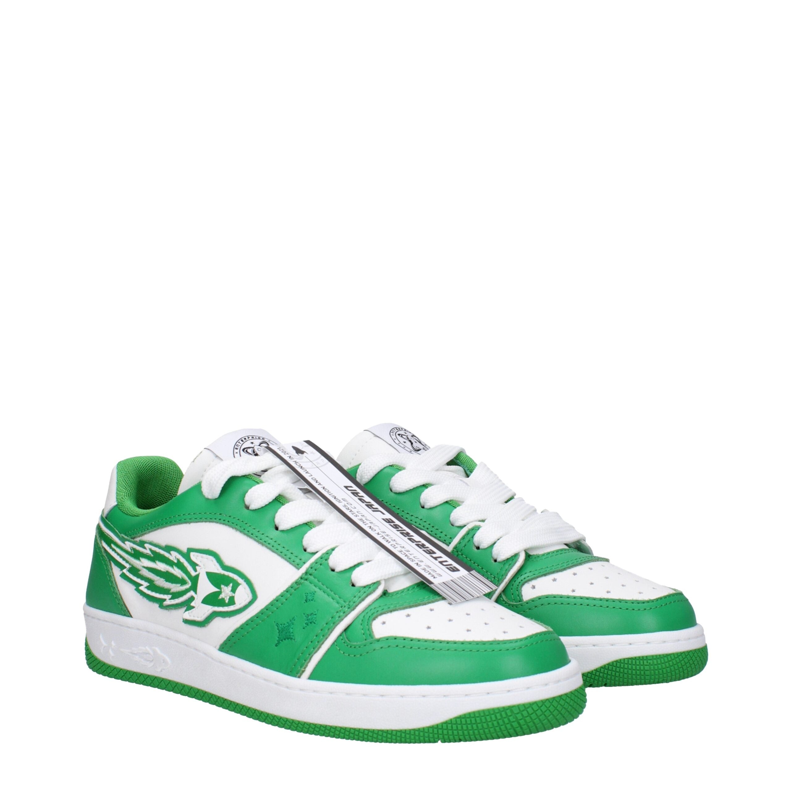 Green Leather Low Top Sneakers
