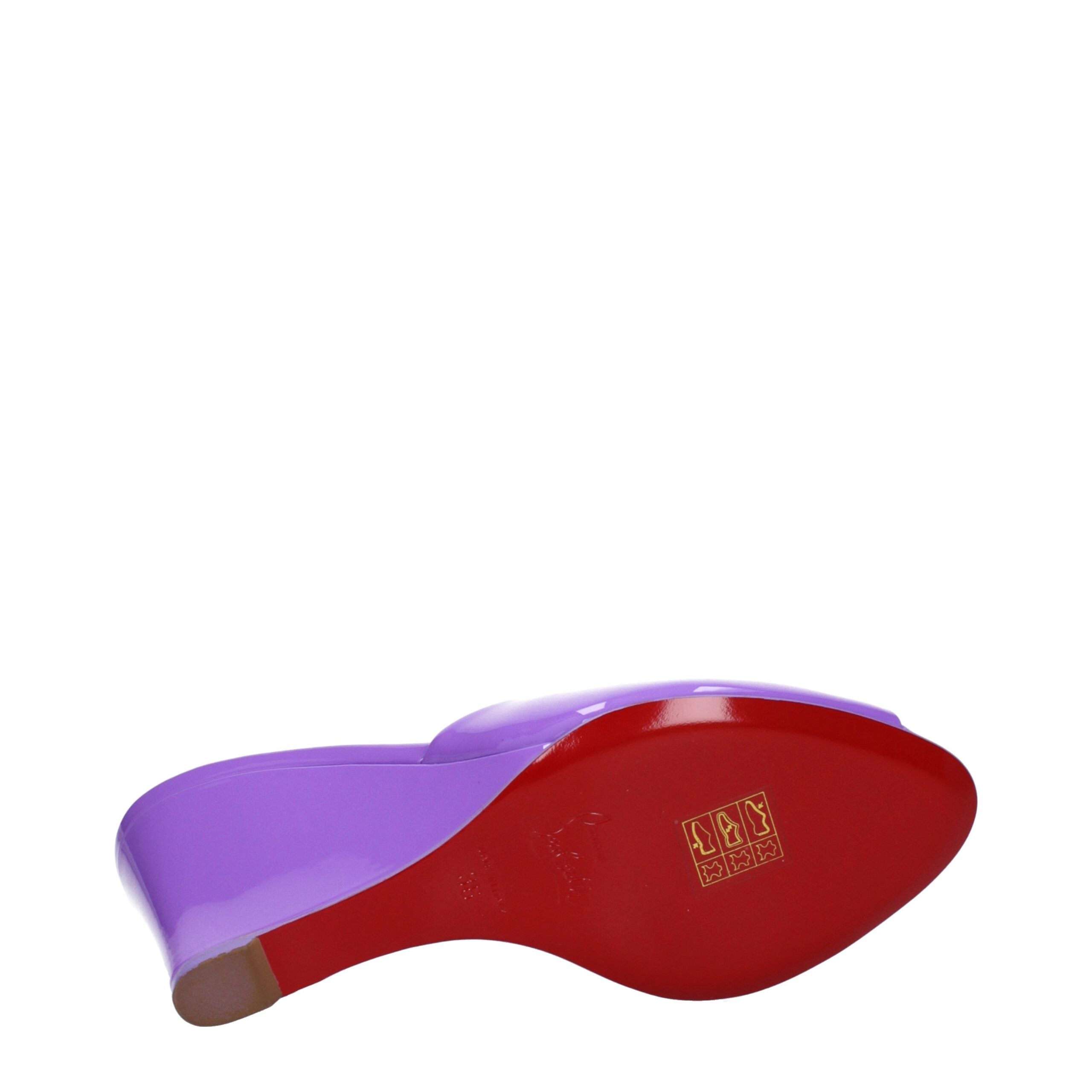 Purple Leather Wedge Sandals