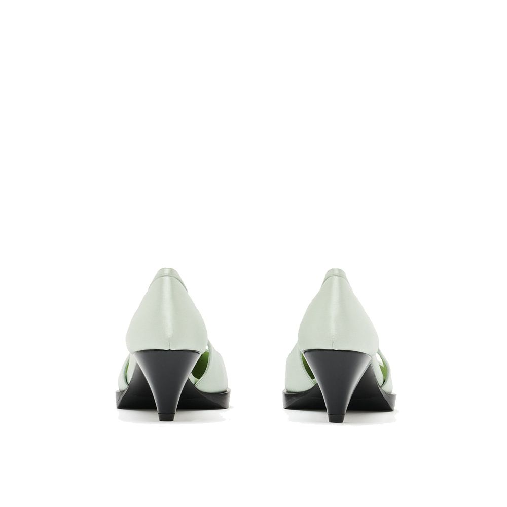 Bicolor Silk Mid Heel Pumps