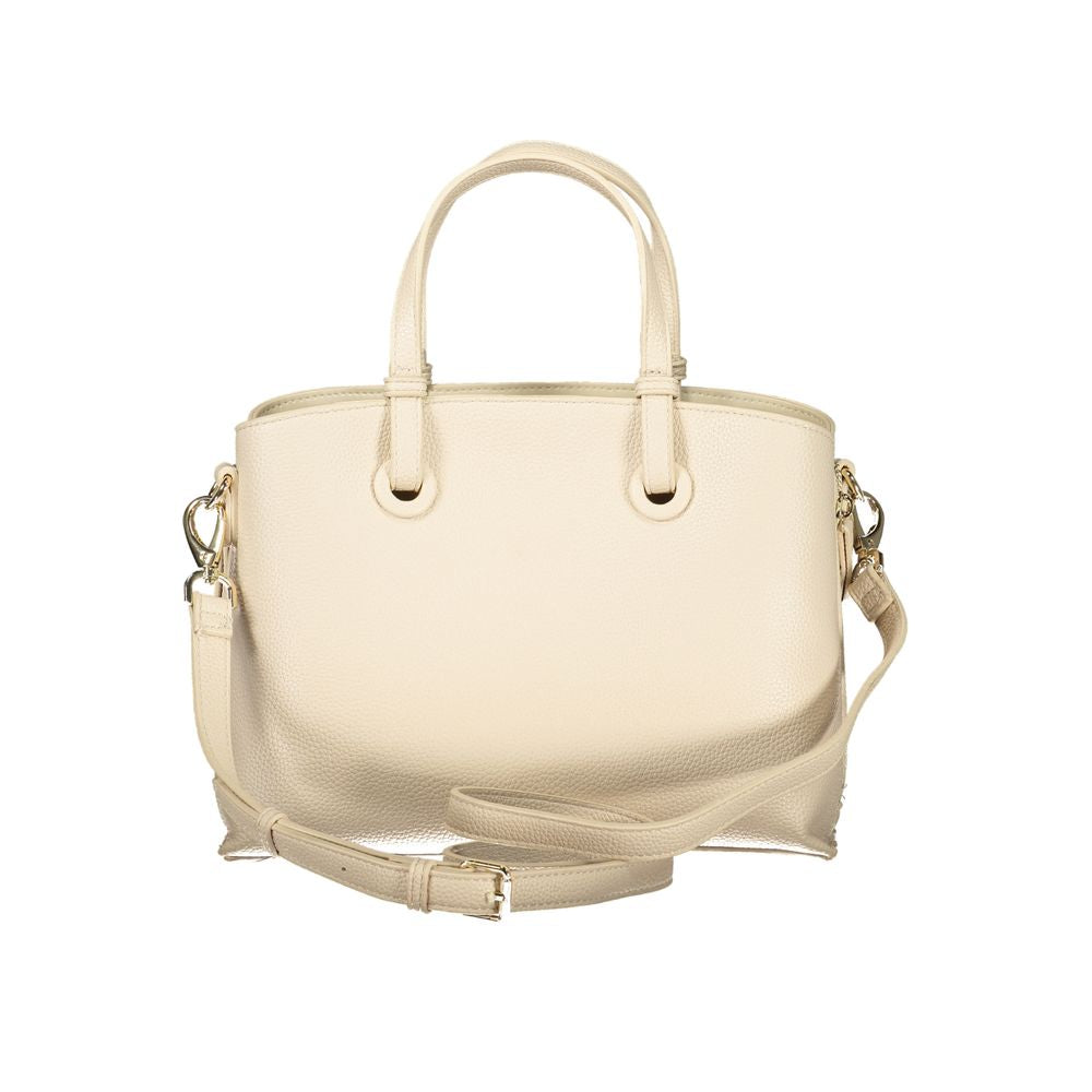 Beige Polyurethane Women Handbag