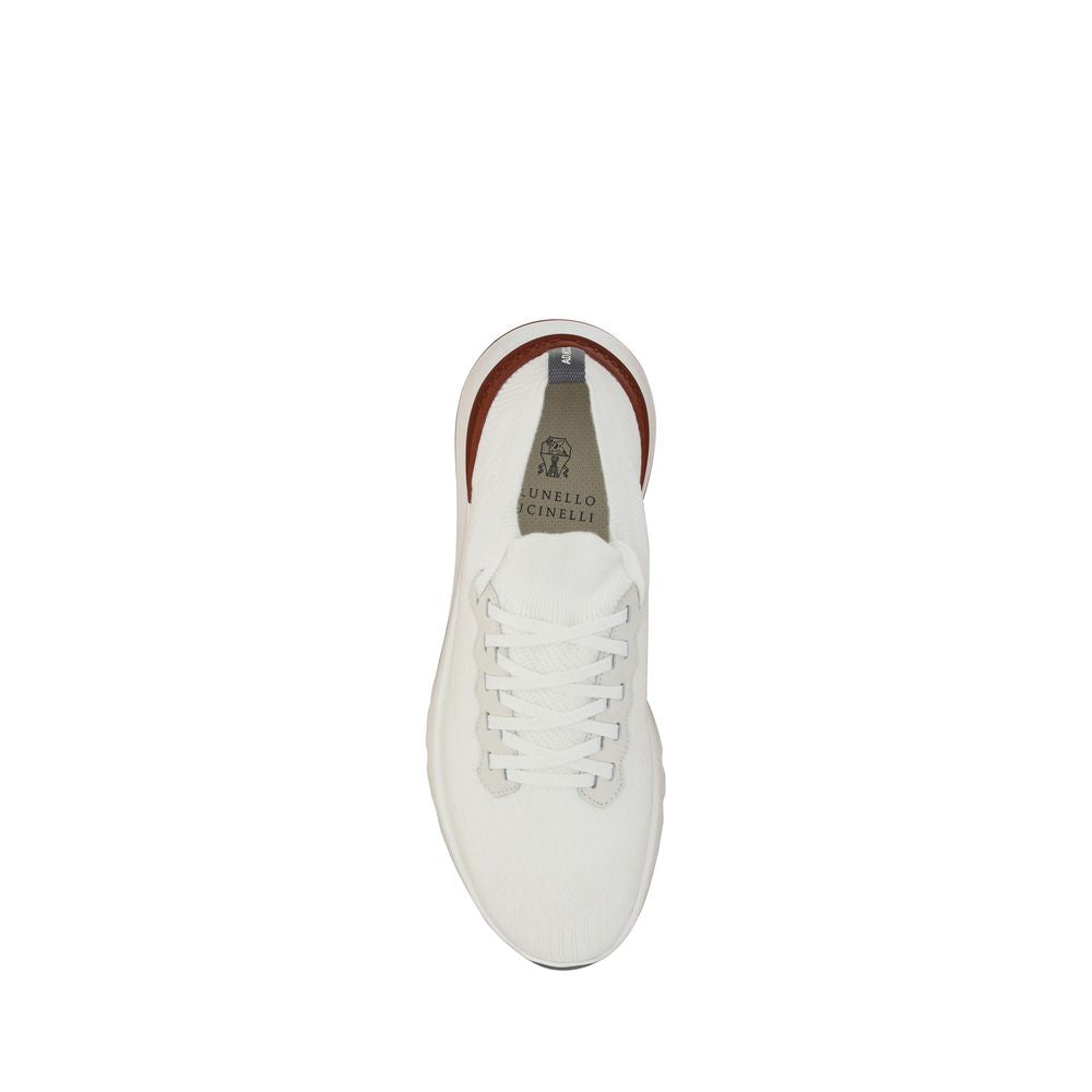White Cotton Low Top Sneakers