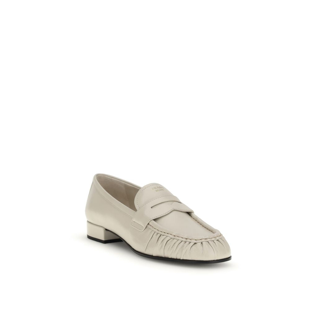 Beige Calf Leather Bos Taurus Slip-On Loafers