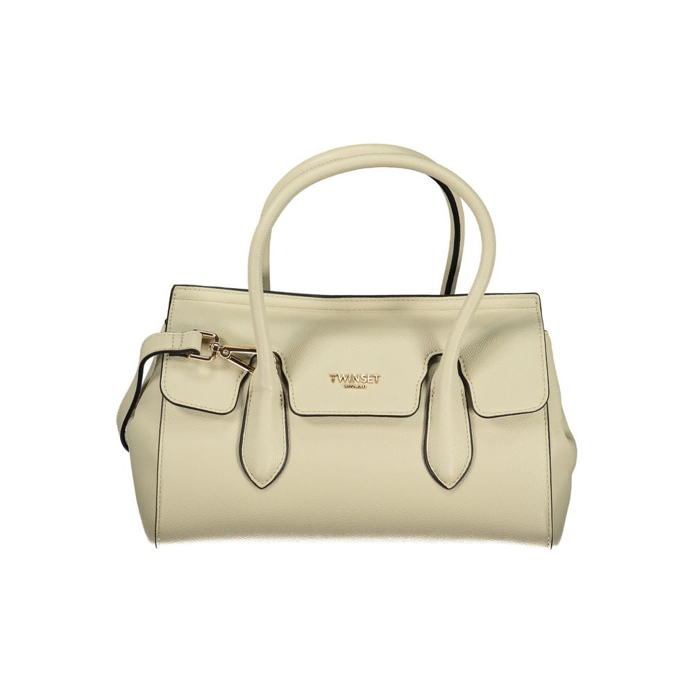 Beige Polyurethane Women Tote
