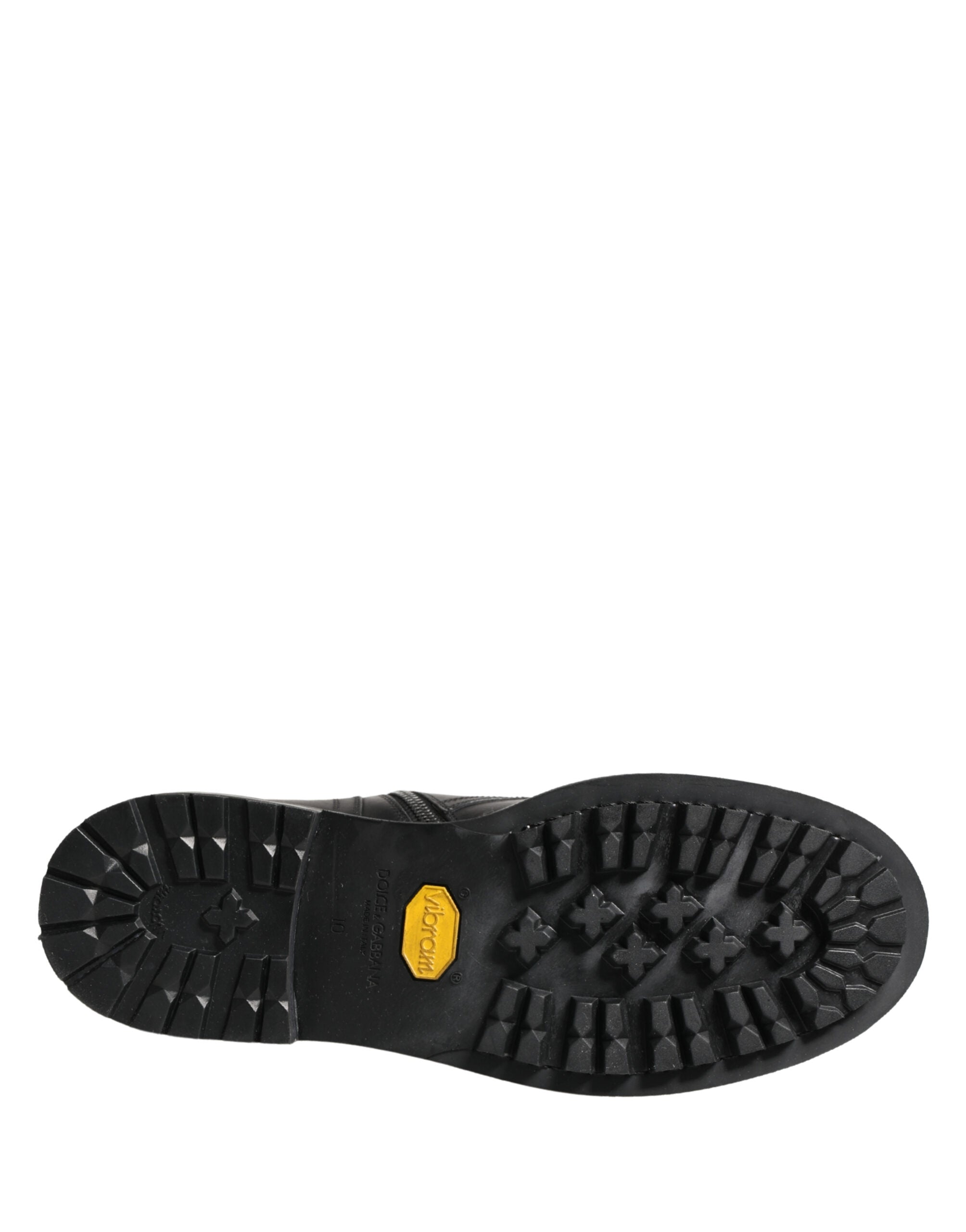 Black Leather Belted Buckle Combat Boots Shoes