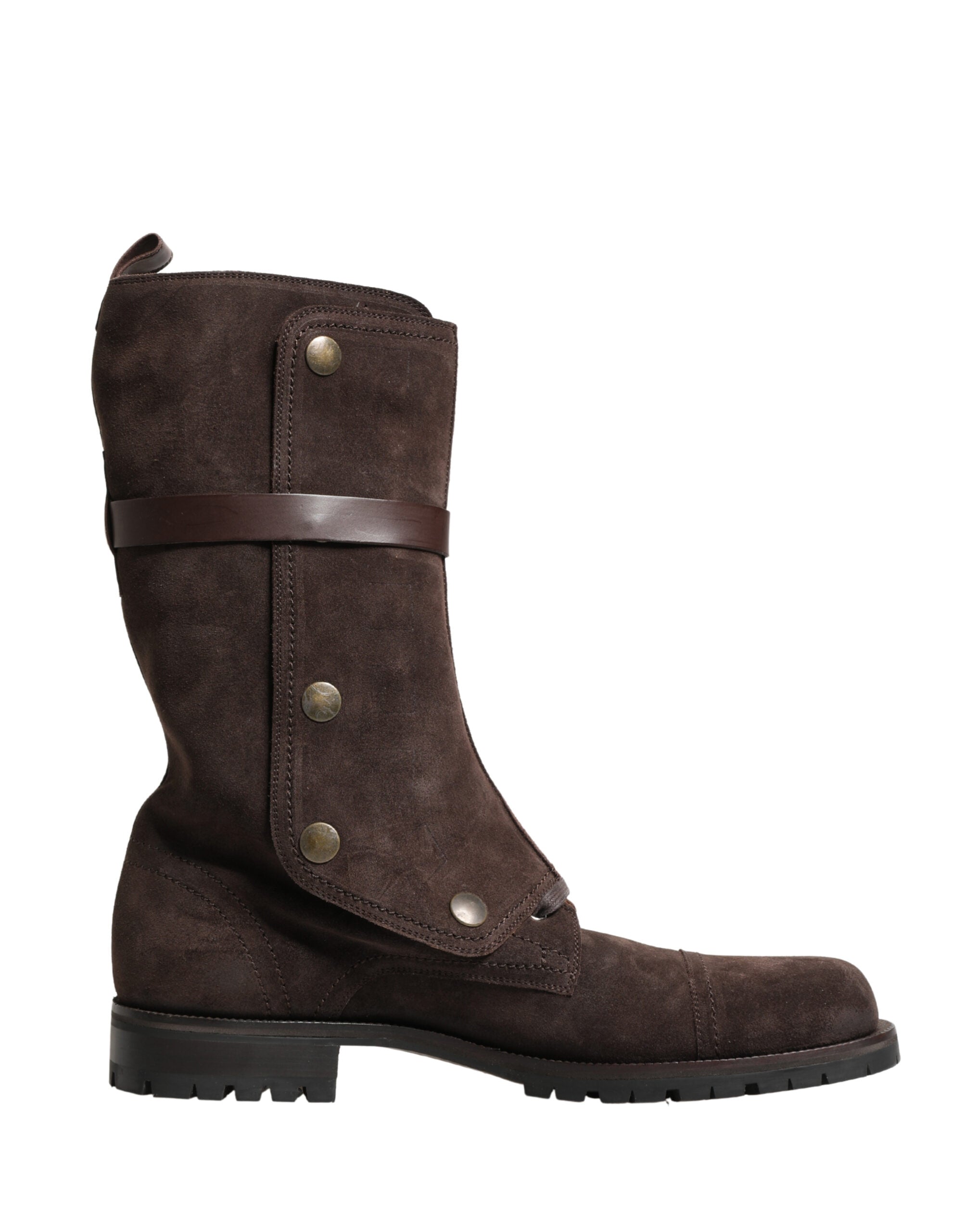 Brown Suede Leather Combat Ankle Boots Shoes