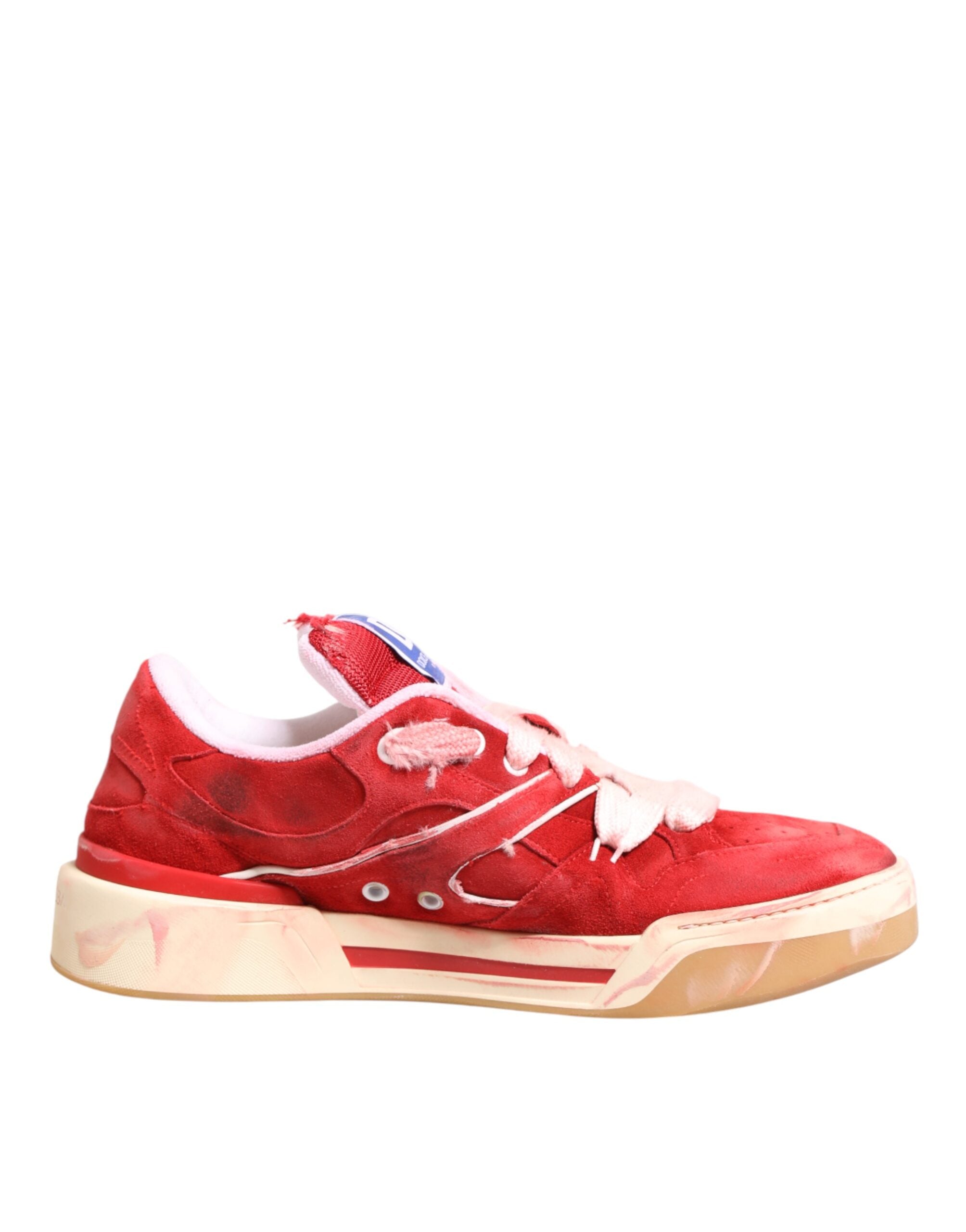 Red White Suede DG Logo Low Top Sneakers Shoes