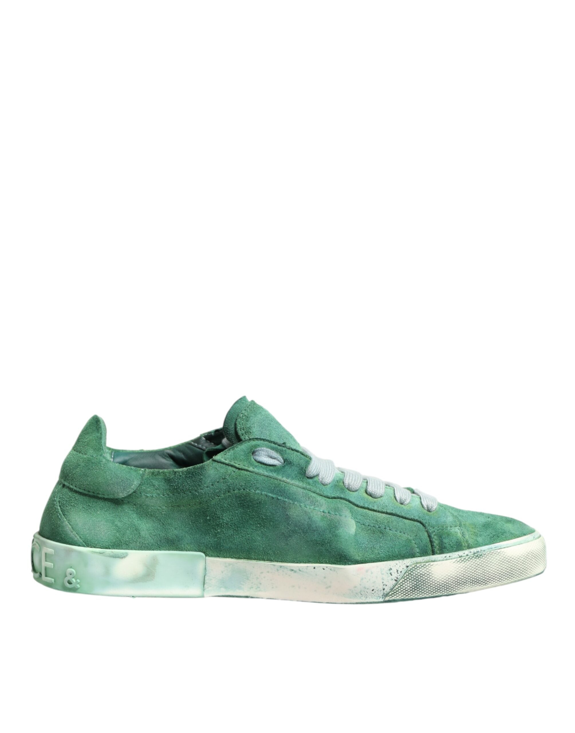 Green Suade DG Logo Sole Low Top Sneakers Shoes