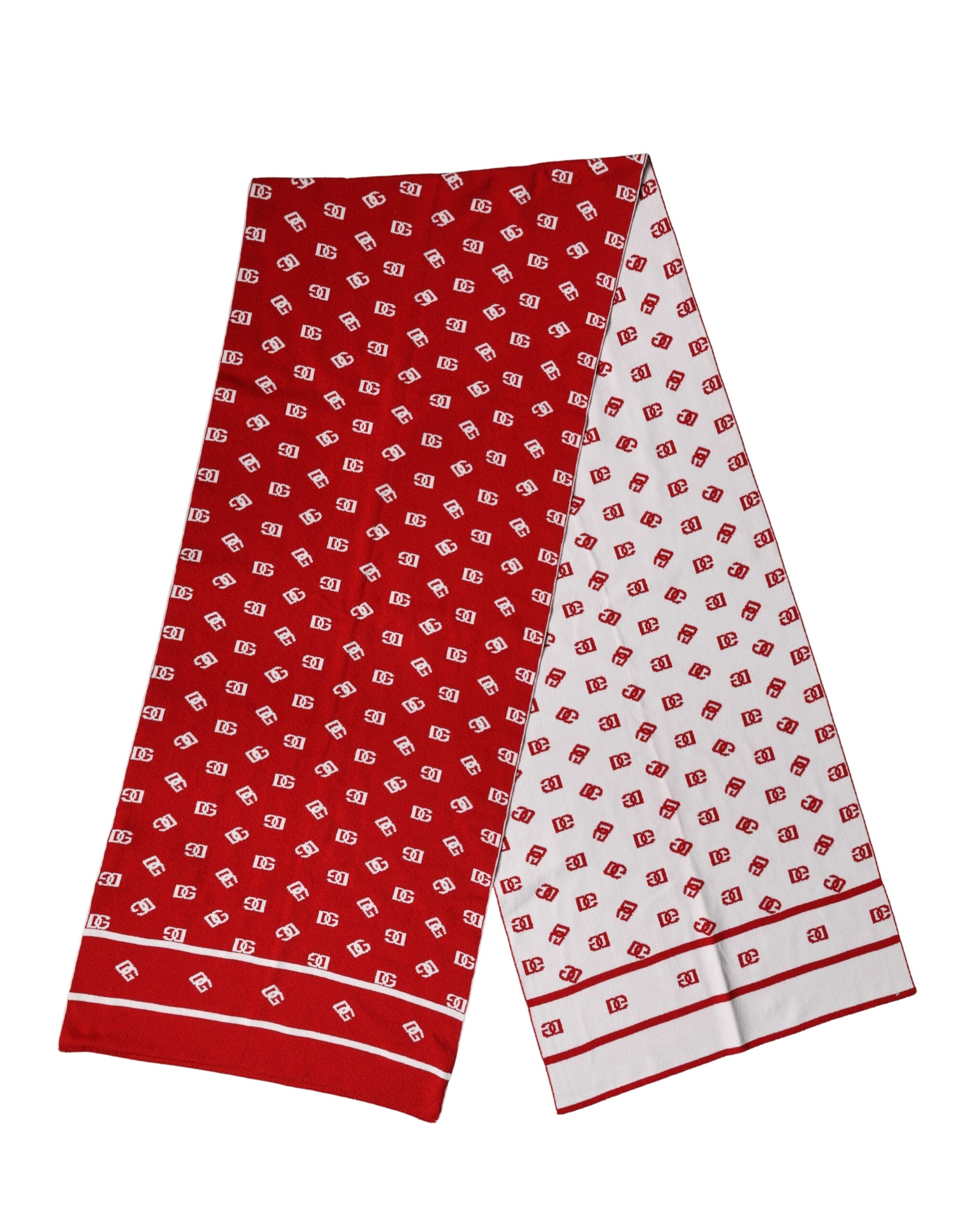 Červený bílý šátek s potiskem loga 201 cm x 40,5 cm Pánská šála