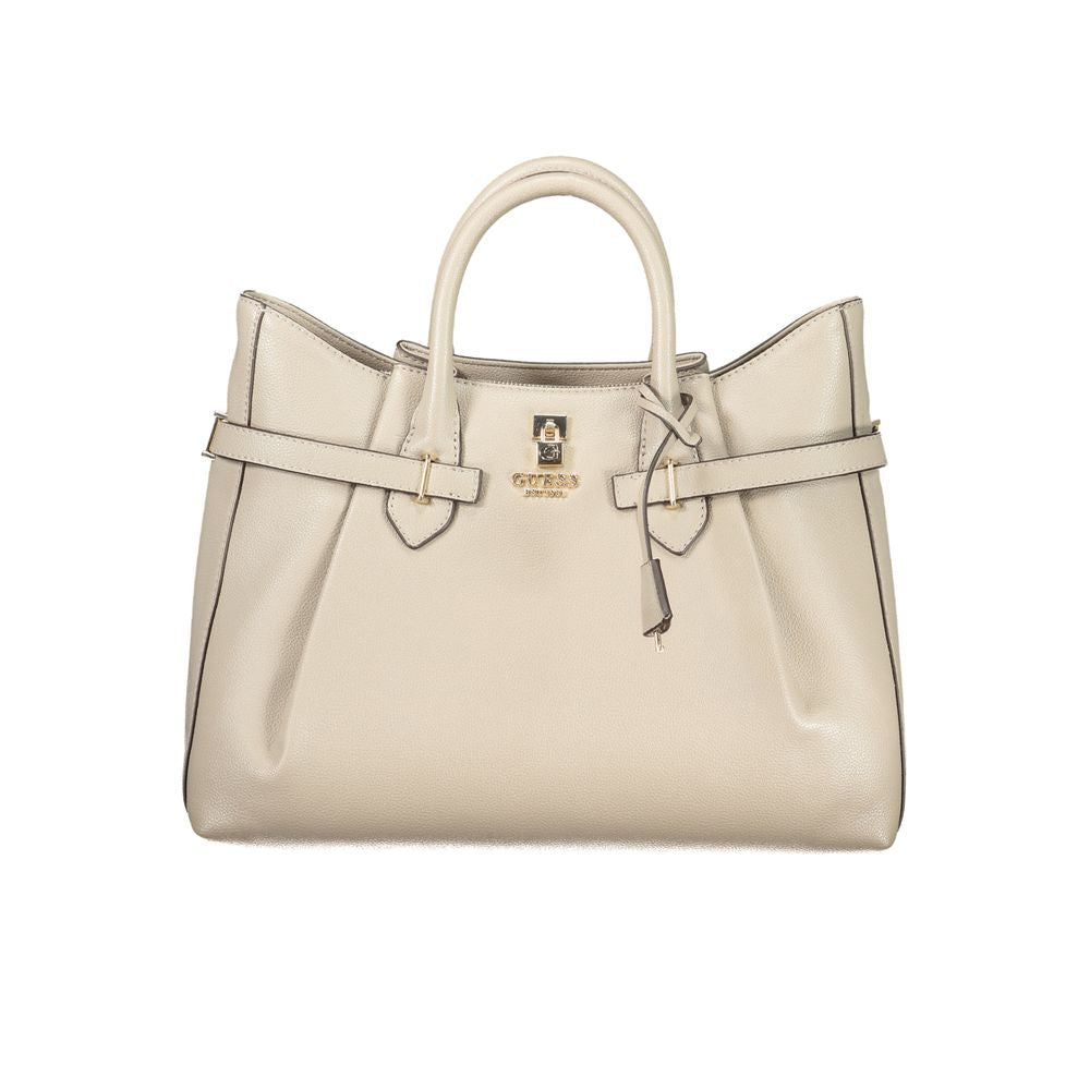 Beige Polyurethane Women's Handbag