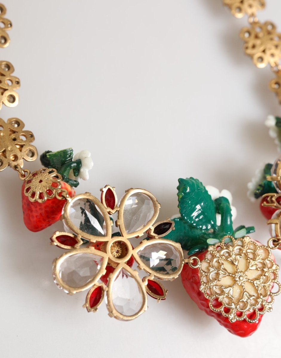 Gold Brass FRUIT Pendants Flowers Crystal Logo Necklace - styloora.cz