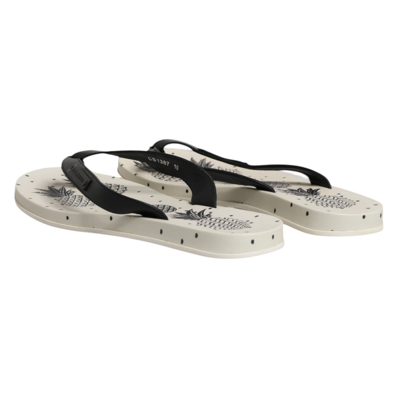 White Pineapple Print Slides Flip Flops Shoes