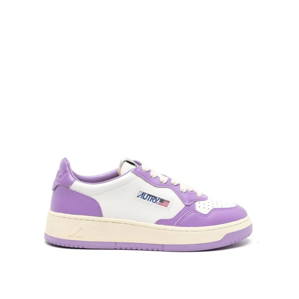 Purple Leather Low Top Sneakers
