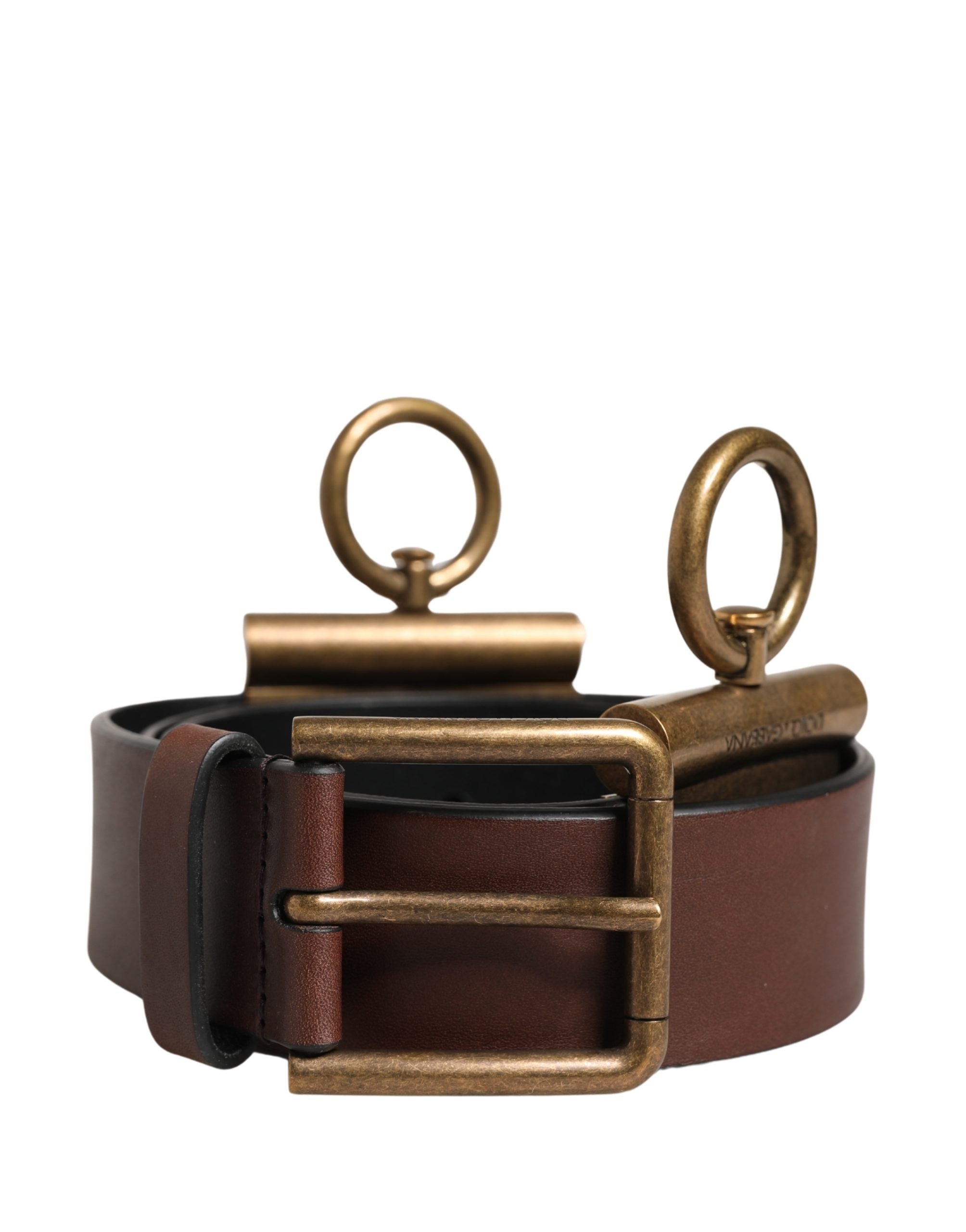 Pánský hnědý klasický kožený opasek s kovovou sponou