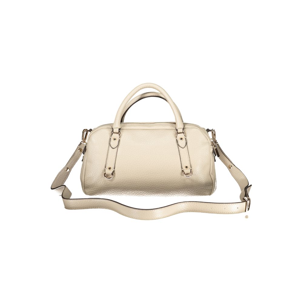 Beige Polyurethane Women's Handbag