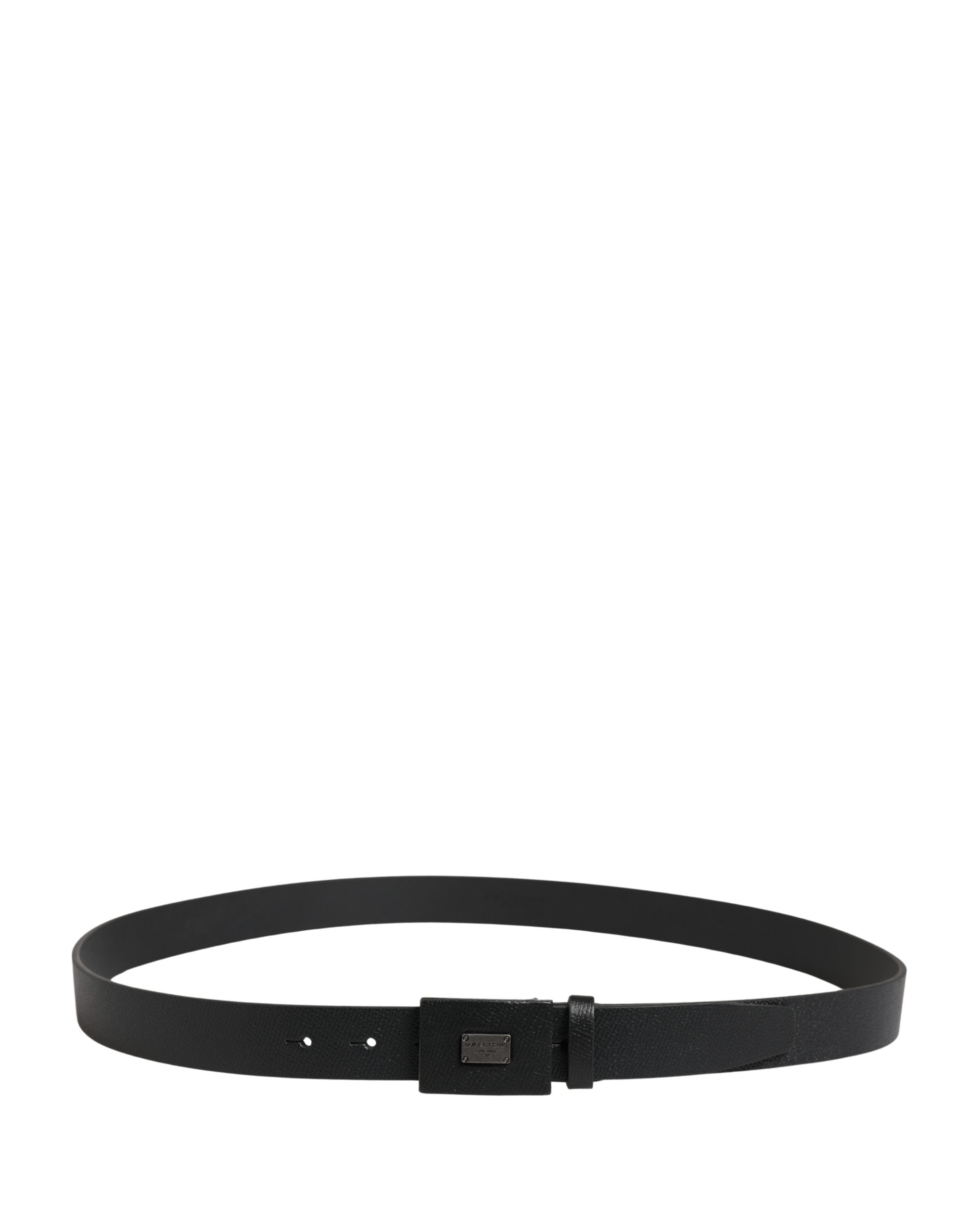 Pánský černý kožený opasek se čtvercovou sponou