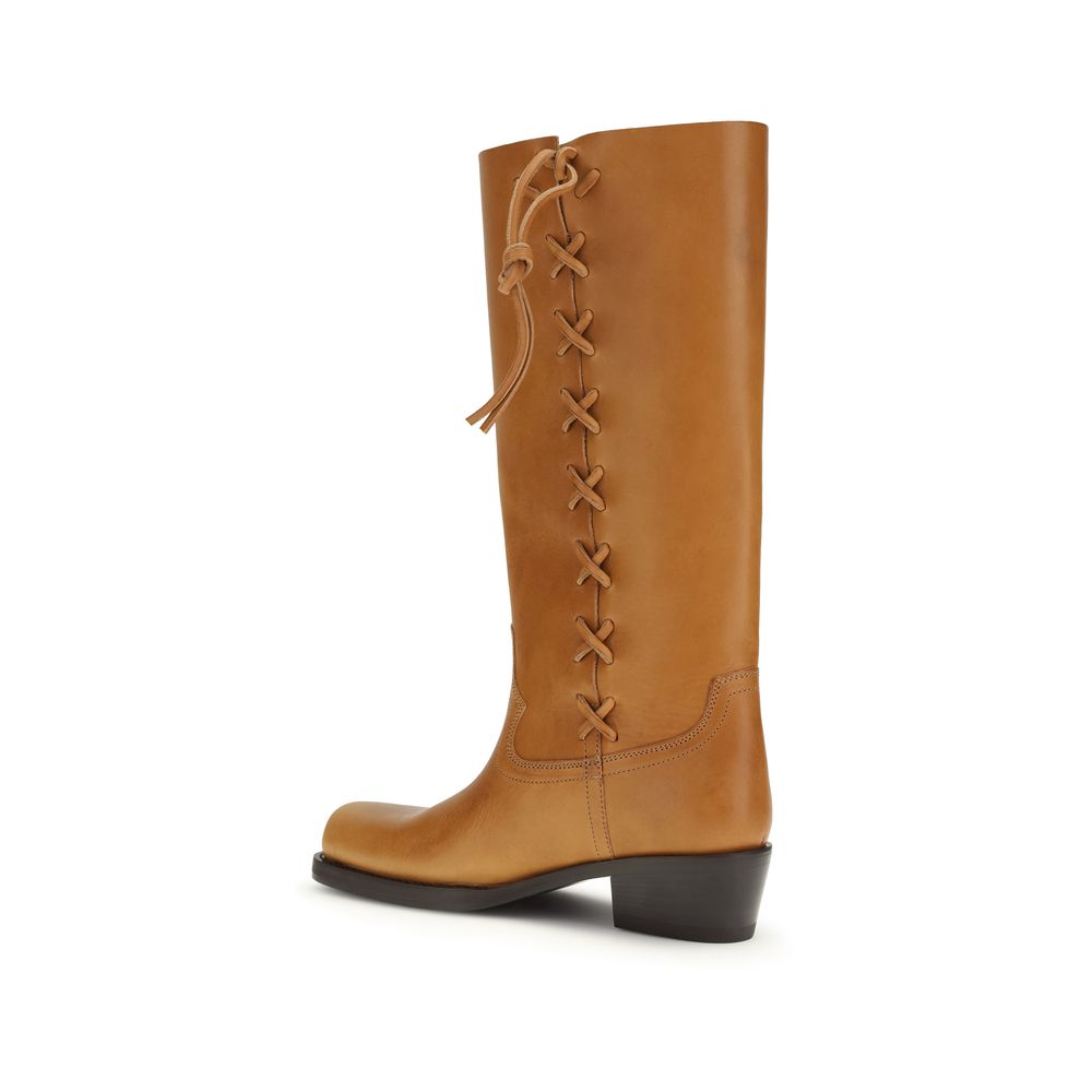 Brown Calf Leather Bos Taurus Lace-Up Boots