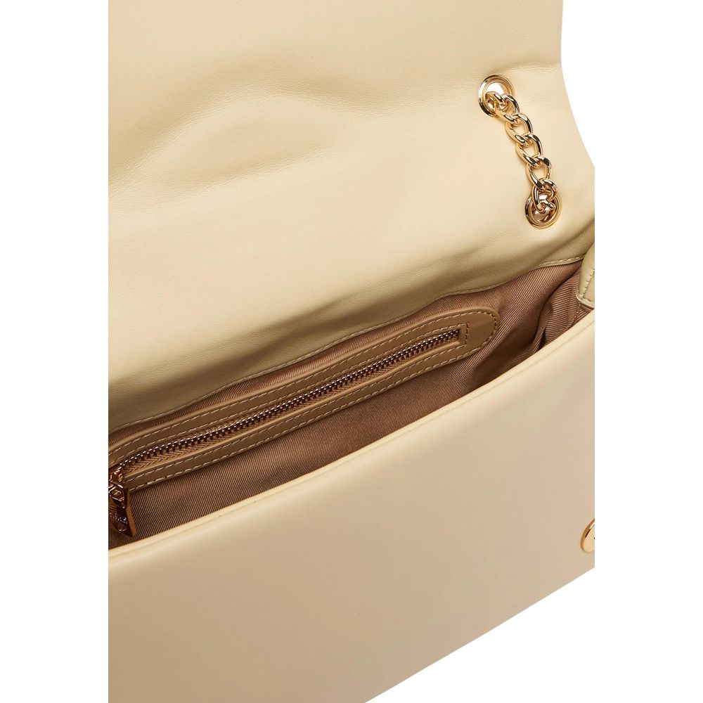 Beige Artificial Leather Handbag