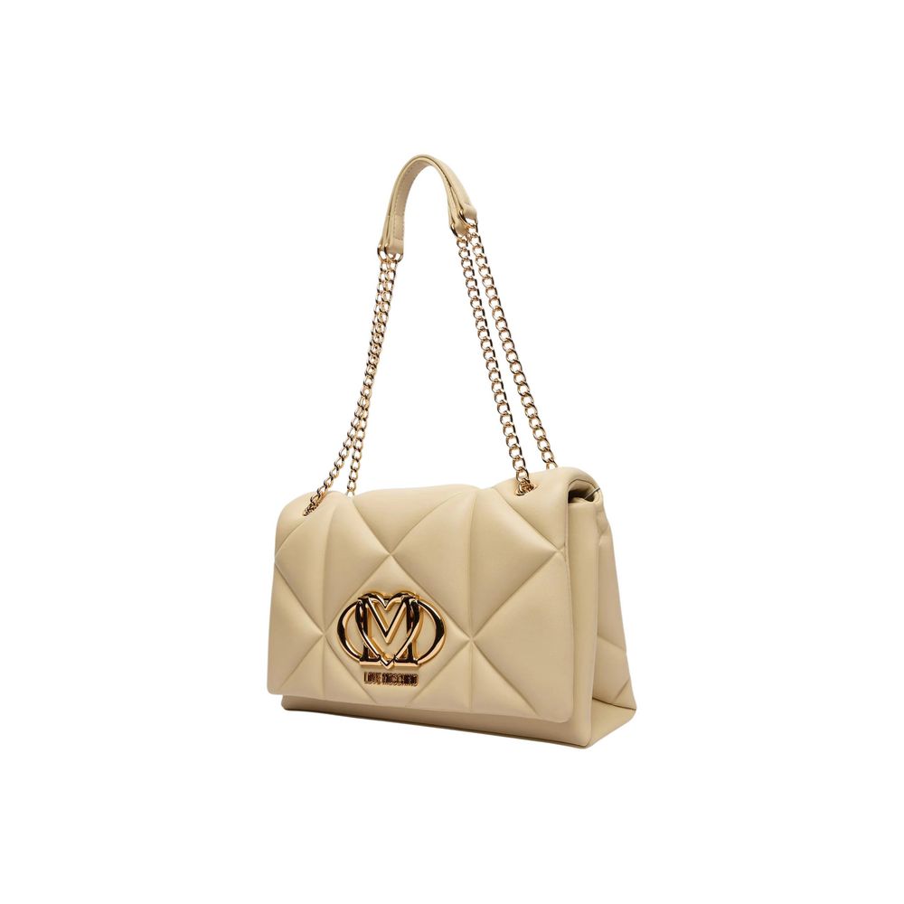 Beige Artificial Leather Handbag