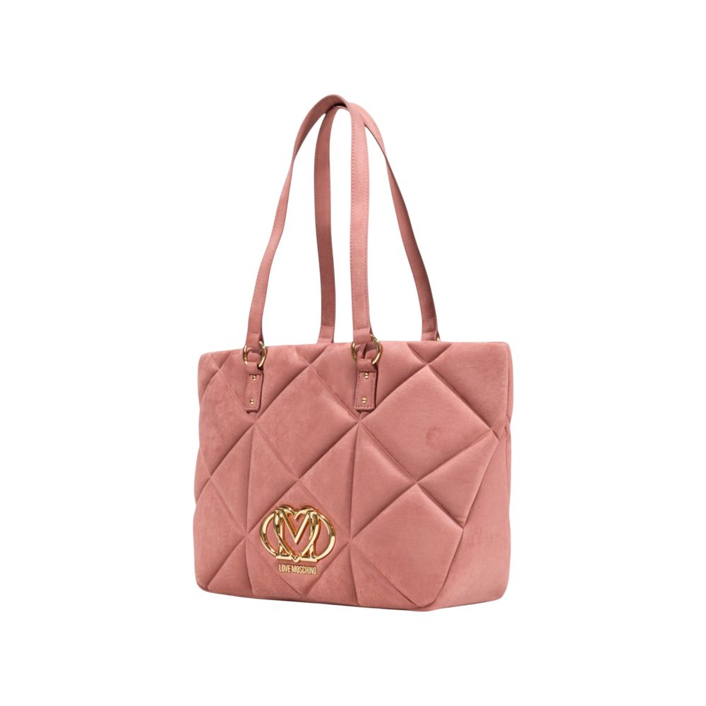 Pink Suede Leather Handbag