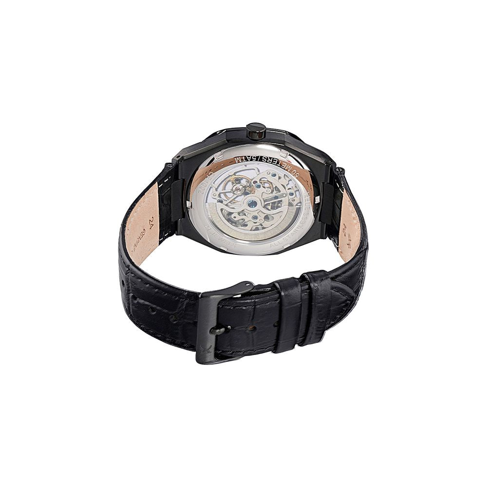 Black Leather Dress Watch
