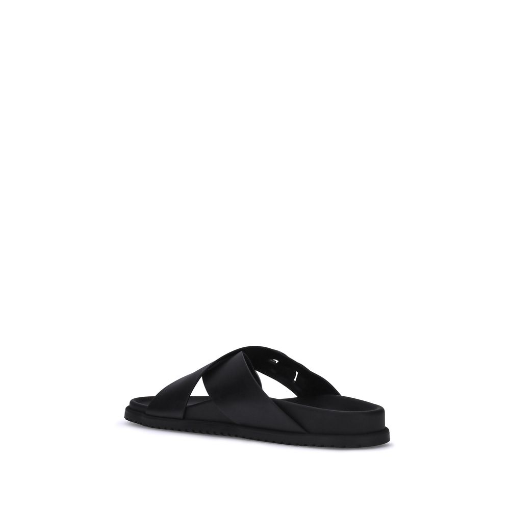 Black Calf Leather Bos Taurus Sandals