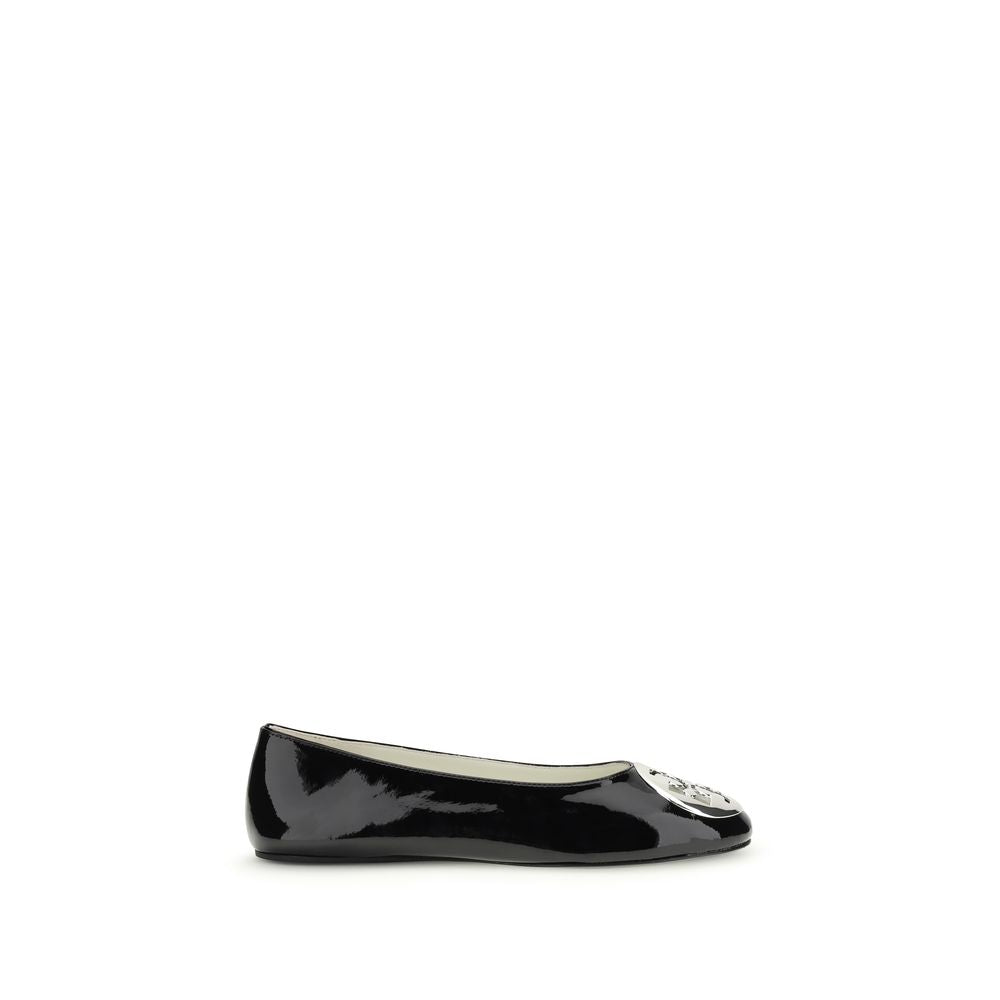 Black Calf Leather Bos Taurus Ballet Flats