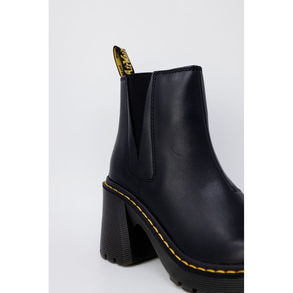Black Leather High Heel Pumps