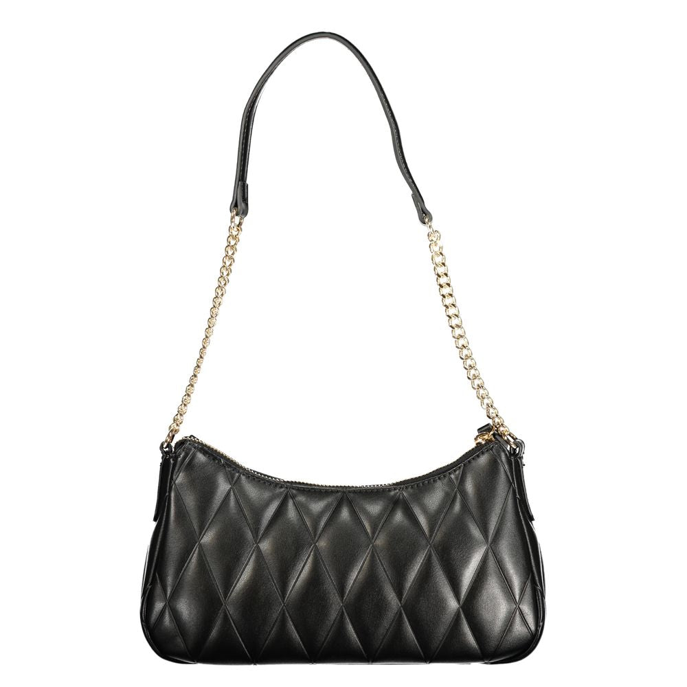 Black Polyurethane Women Shoulder Bag