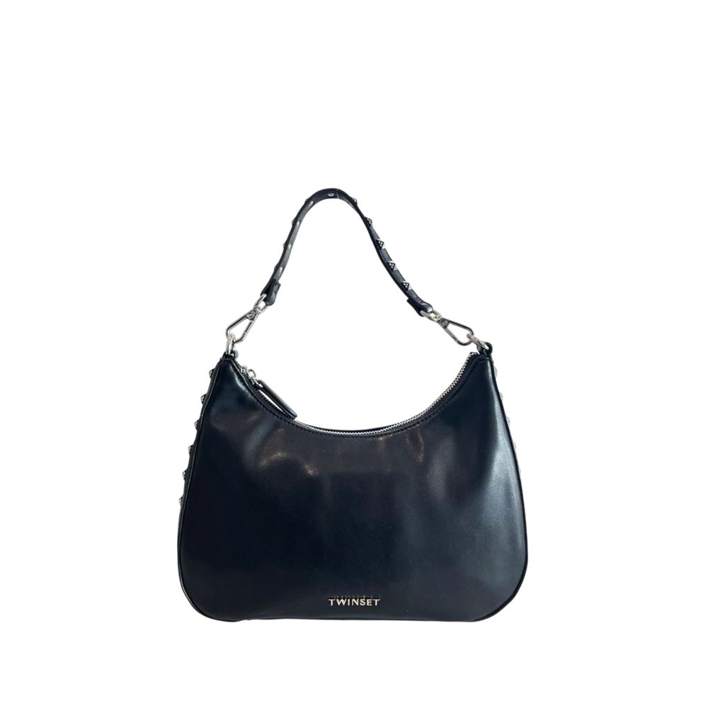 Black Polyurethane Women Shoulder Bag
