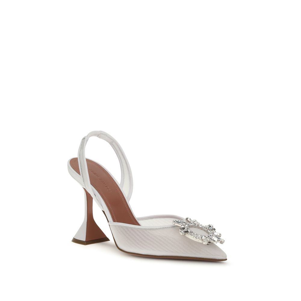 White Polyester Platform Pumps