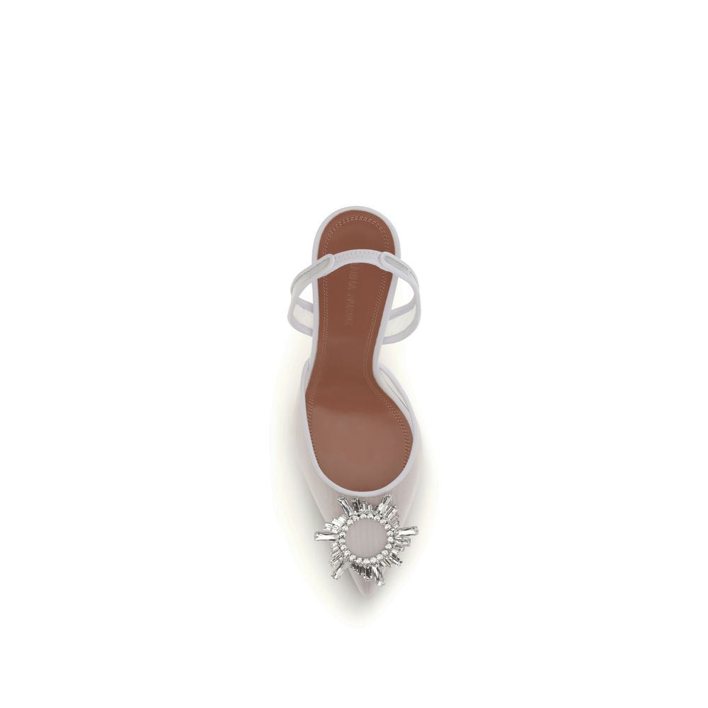 White Polyester Platform Pumps