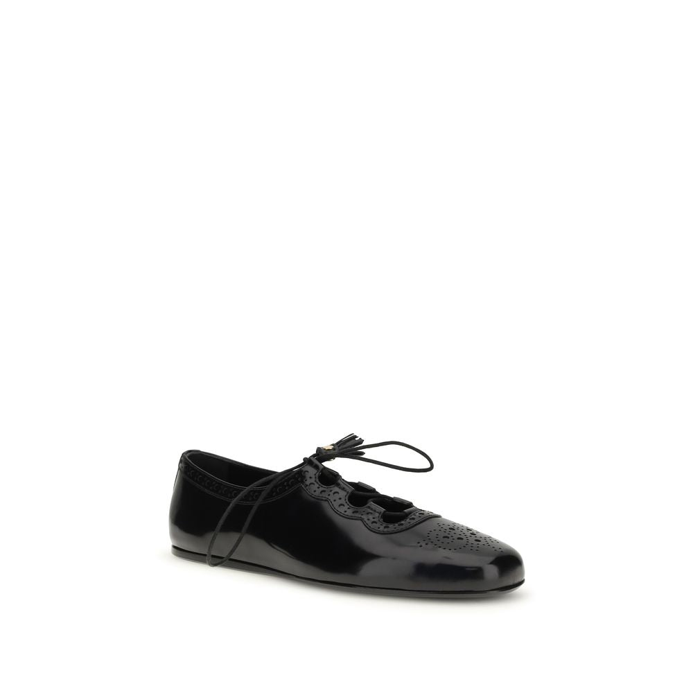 Black Calf Leather Bos Taurus Ballet Flats