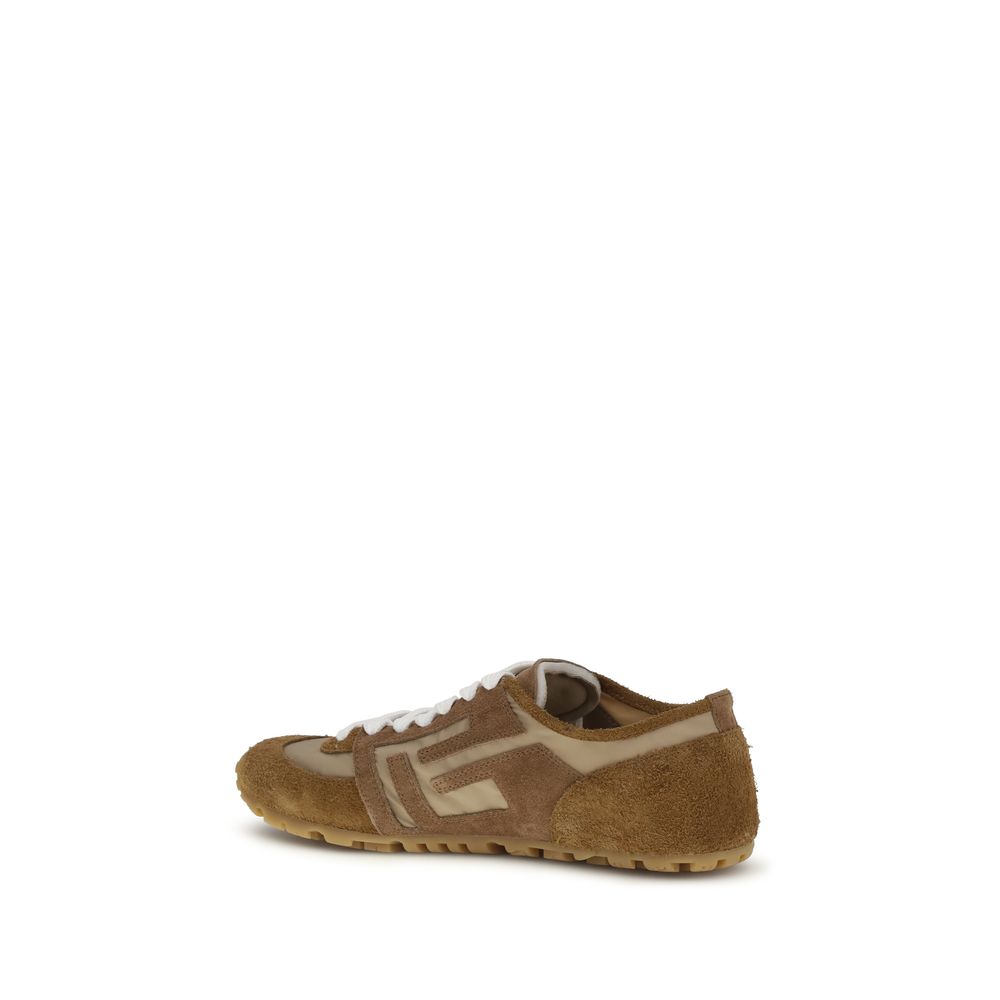 Beige Calf Leather Bos Taurus Athletic Sneakers