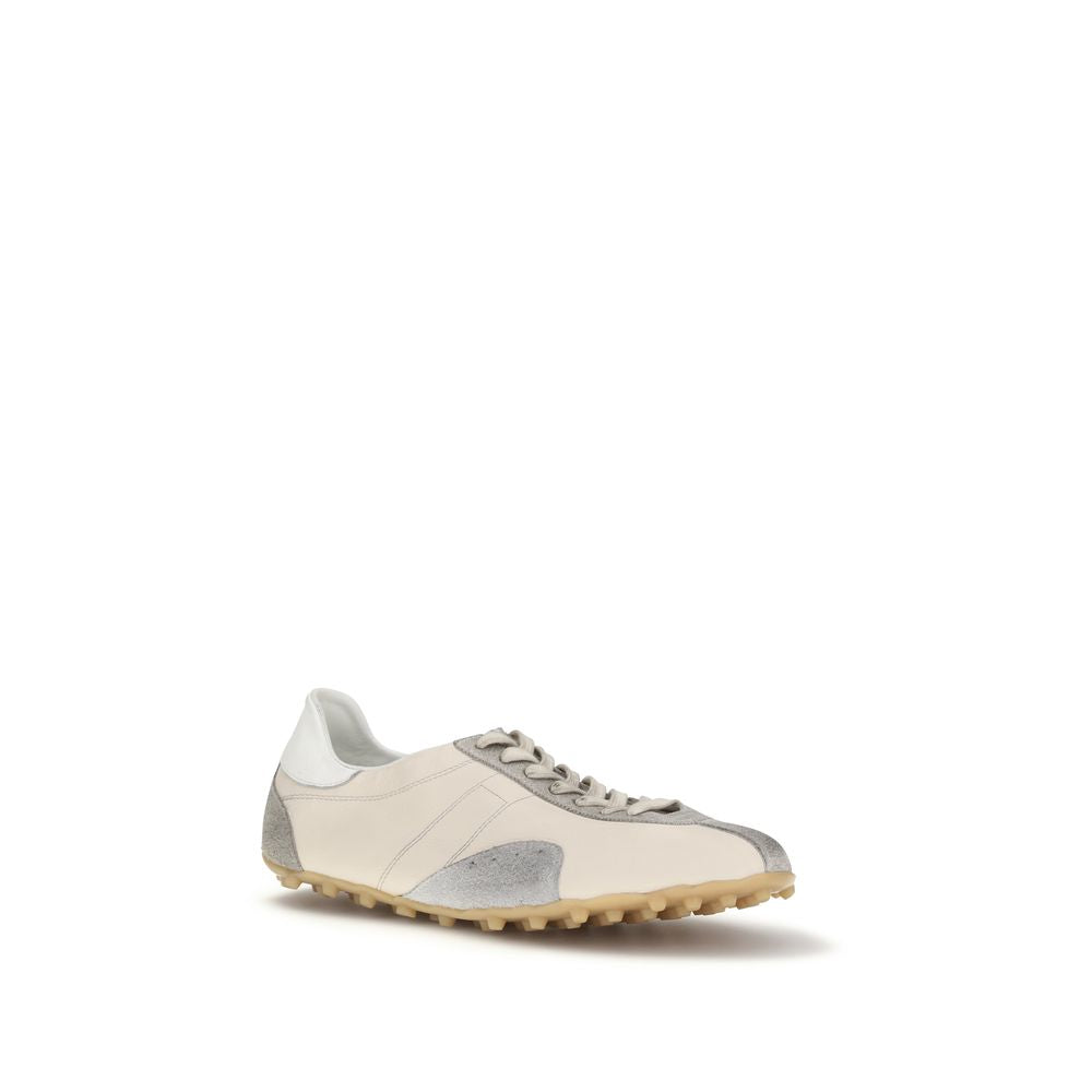 Beige Calf Leather Bos Taurus Athletic Sneakers